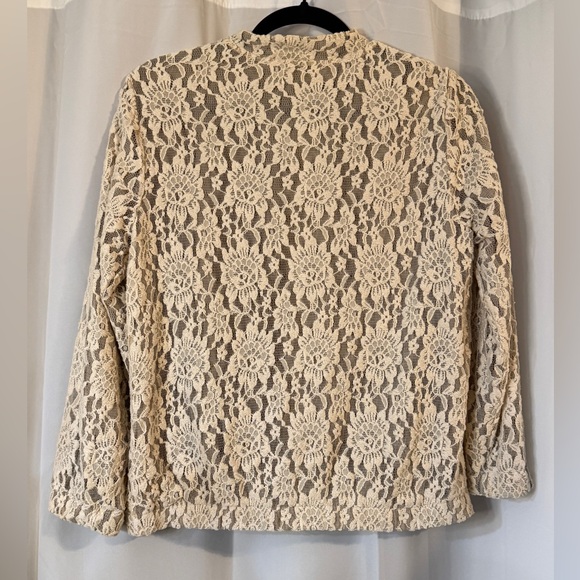 Ivory / Cream Lace Zip-Front Jacket | Y2K Romantic Boho Festival - Picture 9 of 12